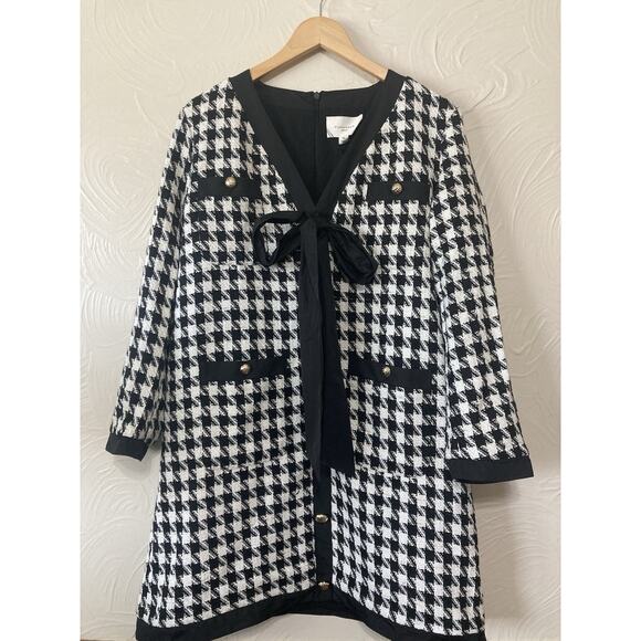TUCKERNUCK Pomander Place Houndstooth Coco Tweed Bow Dress Size XXL - Picture 5 of 9